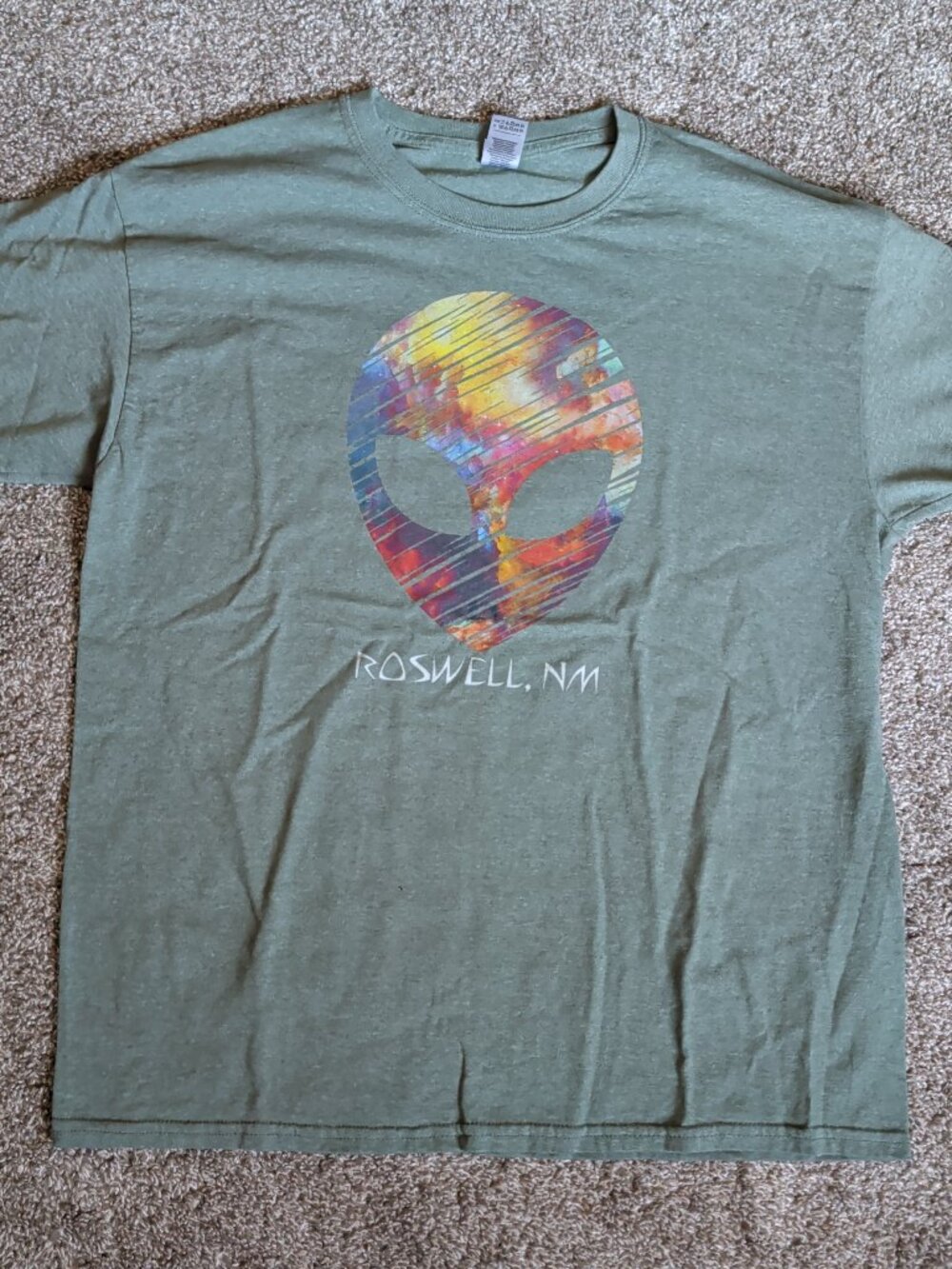 Roswell New Mexico Alien Green Size Large Short Sleeve Destination Shirt